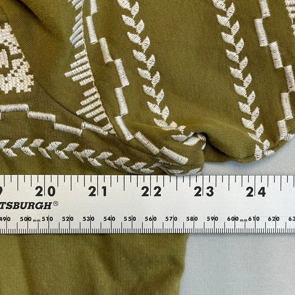 Garnet Hill Khaki Floral Embroidered Top - Picture 7 of 8